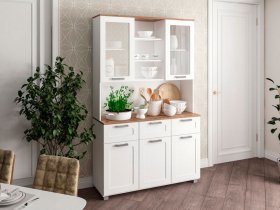 Буфет Катерини (дуб бельмунд/белое дерево) в Пушном - pushnoj.mebel-nsk.ru | фото