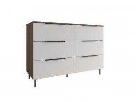 Комод 1300 Роза (орех франклин карамельный/бежевый скин) в Пушном - pushnoj.mebel-nsk.ru | фото
