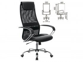 Кресло офисное BRABIX PREMIUM Stalker EX-608 CH, хром, ткань-сетка/кожзам, черное в Пушном - pushnoj.mebel-nsk.ru | фото