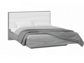 Кровать двуспальная 1,6 м «Миранда» Тип 1 (Дуб Гамильтон/Белый глянец) в Пушном - pushnoj.mebel-nsk.ru | фото