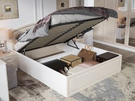Кровать двуспальная 1,6 м Венеция КРМП-160 с подъемным механизмом в Пушном - pushnoj.mebel-nsk.ru | фото