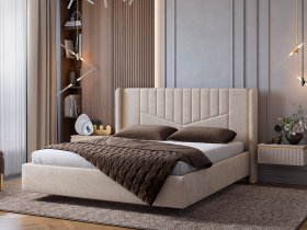 Кровать двуспальная 1,6м Диор (кашемир суфле (велюр)) в Пушном - pushnoj.mebel-nsk.ru | фото
