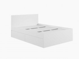 Кровать двуспальная с ящиками 1,4м Мадера-М1400 (белый) в Пушном - pushnoj.mebel-nsk.ru | фото