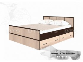 Кровать двуспальная с ящиками 1,4м Сакура (BTS) в Пушном - pushnoj.mebel-nsk.ru | фото