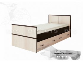Кровать односпальная с ящиками 0,9м Сакура (BTS) в Пушном - pushnoj.mebel-nsk.ru | фото