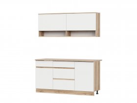 Кухонный гарнитур 1,6м Брауни (дуб делано/белый) в Пушном - pushnoj.mebel-nsk.ru | фото