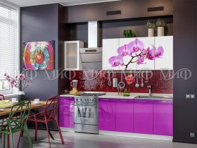 Кухонный гарнитур Орхидея (фиолетовый) в Пушном - pushnoj.mebel-nsk.ru | фото