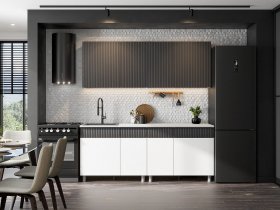 Кухонный гарнитур София (2,0м) (бланж/графит матовый) в Пушном - pushnoj.mebel-nsk.ru | фото