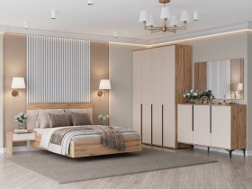 Модульная спальня Сицилия (дуб альпийский/тефия) в Пушном - pushnoj.mebel-nsk.ru | фото