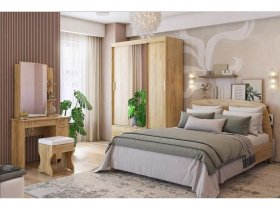 Модульная спальня Виктория-1 (дуб крафт золотой) в Пушном - pushnoj.mebel-nsk.ru | фото