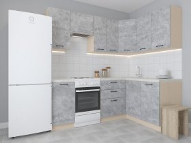 Модульная угловая кухня 1,4м*2,1м Лада (цемент) в Пушном - pushnoj.mebel-nsk.ru | фото
