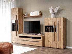 Модульная стенка Ницца (дуб вотан) в Пушном - pushnoj.mebel-nsk.ru | фото