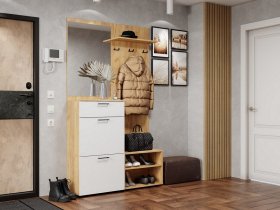 Прихожая Монтана (дуб крафт золотой/белый) в Пушном - pushnoj.mebel-nsk.ru | фото