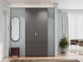 Шкаф двухстворчатый Эккервуд (Нью) (графит) в Пушном - pushnoj.mebel-nsk.ru | фото