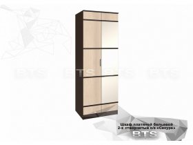 Шкаф двухстворчатый с зеркалом платяной-бельевой Сакура (BTS) в Пушном - pushnoj.mebel-nsk.ru | фото