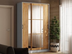 Шкаф-купе 1,4м «Стиль-2» (белый/дуб крафт золотой) в Пушном - pushnoj.mebel-nsk.ru | фото