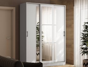 Шкаф-купе 1,6м «Стиль-2» (белый) в Пушном - pushnoj.mebel-nsk.ru | фото