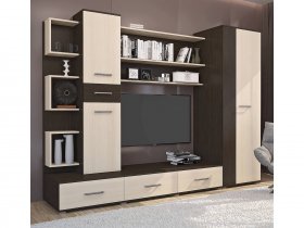 Стенка Верона (дуб венге/дуб молочный) в Пушном - pushnoj.mebel-nsk.ru | фото