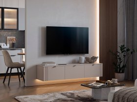 Тумба 2 Рич (кашемир/фрапучино матовый/черный) в Пушном - pushnoj.mebel-nsk.ru | фото