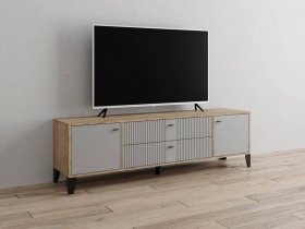 Тумба под ТВ Парус-10 (дуб крафт серый/серый) в Пушном - pushnoj.mebel-nsk.ru | фото