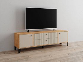 Тумба под ТВ Парус-10 (дуб крафт золотой/сантьяго софт) в Пушном - pushnoj.mebel-nsk.ru | фото