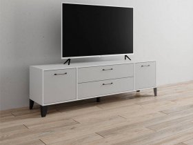 Тумба под ТВ Парус-13 (белый/серый камень) в Пушном - pushnoj.mebel-nsk.ru | фото